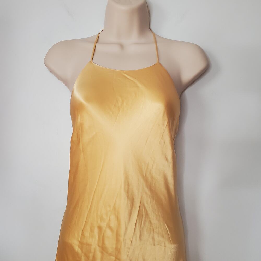 Reformation Jeany Silk Halter Open Back Maxi Dress Sunshine Satin Yellow Size XL - Picture 6 of 15